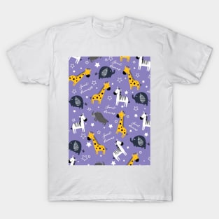 Sweet dreams little one zoo animals cute pattern purple T-Shirt